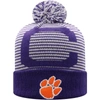 Top Of The World Men's Purple Clemson Tigers Line Up Cuffed Knit Hat With Pom In Purple