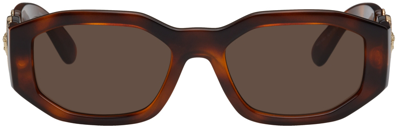 Versace Medusa Biggie Rectangle-frame Sunglasses In Brown