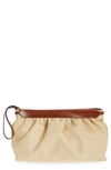 Isabel Marant Luz Leather-trimmed Raffia Clutch In Natural/ Cognac