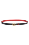 Valentino Garavani Vlogo Buckle Reversible Leather Belt In Nero/ Rouge