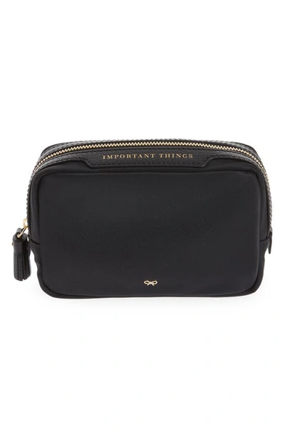 Anya Hindmarch Important Things Nylon Pouch In Marine Blue