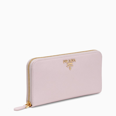 Prada Light Pink/gold Zip Around Wallet