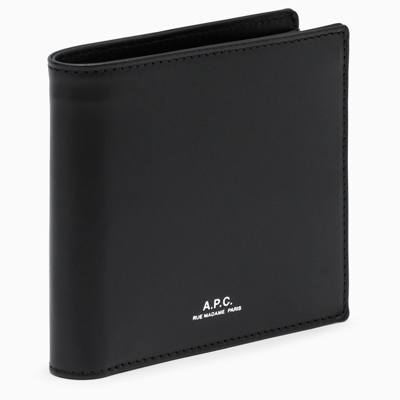 Apc Black Billfold Wallet With Logo Print