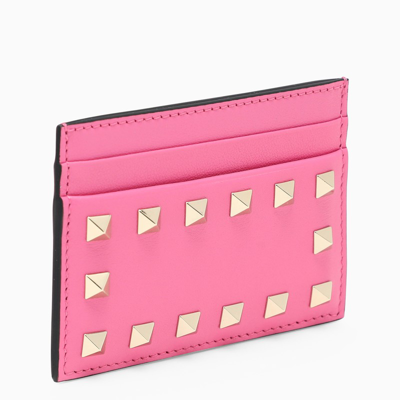 Valentino Garavani Fuchsia Rockstud Credit Card Holder In Pink