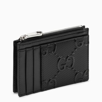 Gucci Black Gg Embossed Card Holder