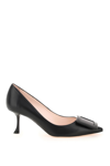 Roger Vivier Womens Black Viv' In The City Pointed-toe Patent Leather Courts 5 In Black