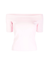 Alexander Mcqueen Off-the-shoulder Stretch-knit Top In Ice Pink