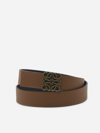 Loewe 3cm Reversible Leather Belt In Tan/black/old Gold