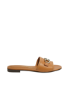Ferragamo Beechwood Brown Double Gancini Sandals In Beechwood