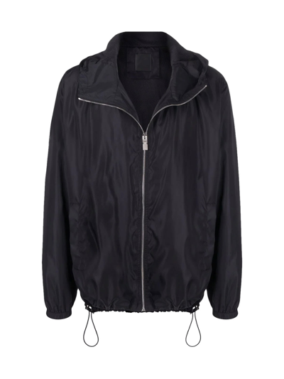 Givenchy Black Windbreaker In 4g Jacquard Nylon