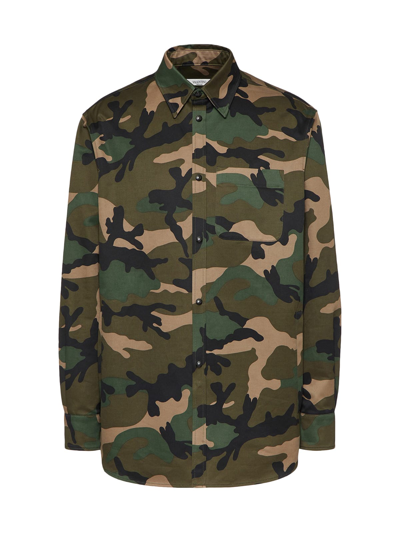 Valentino Camouflage Shirt Jacket In Brown