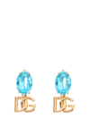 DOLCE & GABBANA PENDANT EARRINGS WITH RHINESTONES AND LOGO