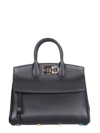 Ferragamo Studio Bag Small Leather Satchel In Nero