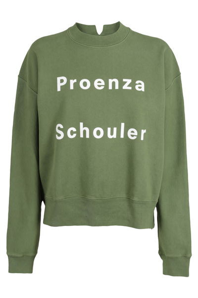 Proenza Schouler White Label Logo-print Sweatshirt In Verde
