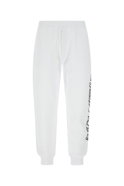 Alexander Mcqueen Slim-fit Cotton Track Pants In White/black