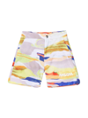 Msgm Teen Abstract-print Cotton Bermuda Shorts In Multicolor