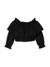 Msgm Teen Off-shoulder Cropped Blouse In Nera