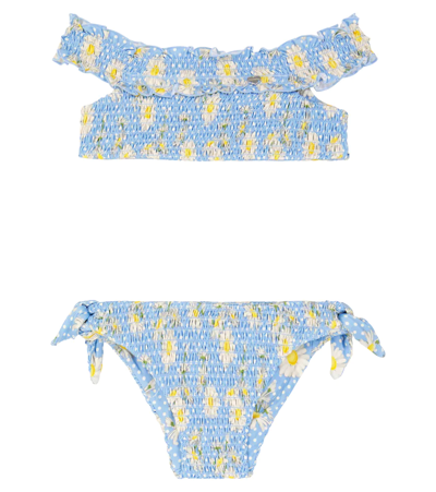 Monnalisa Kids' Blue Swimsuit With Floreal Print