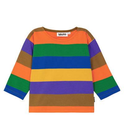 Molo Baby Darko Striped Cotton T-shirt In Multi Stripe