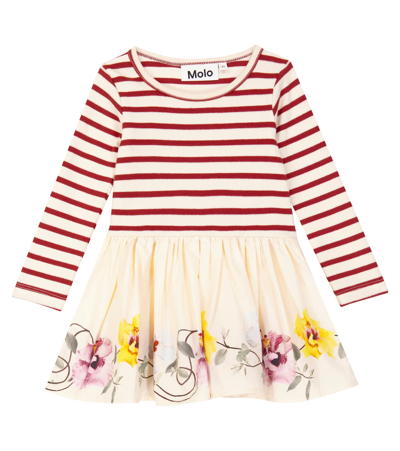 Molo Baby Candi Striped And Printed Dress In Beige