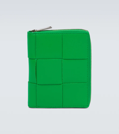 Bottega Veneta Intrecciato Leather Wallet In Parakeet-silver