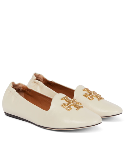 Tory Burch Eleanor Leather Medallion Loafers In Beige