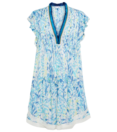 Poupette St Barth Women's Sasha Crochet-trim V-neck Minidress In Blu
