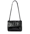 Saint Laurent Niki Medium Quilted Crinkled Glossed-leather Shoulder Bag In Nero