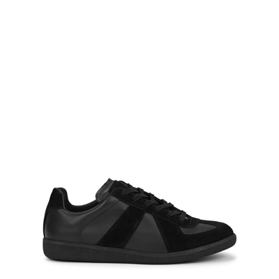 Maison Margiela Black Replica Suede Panel Leather Sneakers In Multi