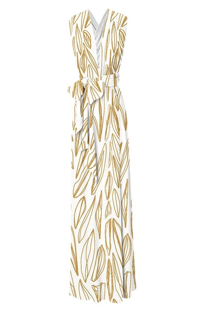 Diarrablu Mailys Fiore Print Jacquard Convertible Dress In Gold