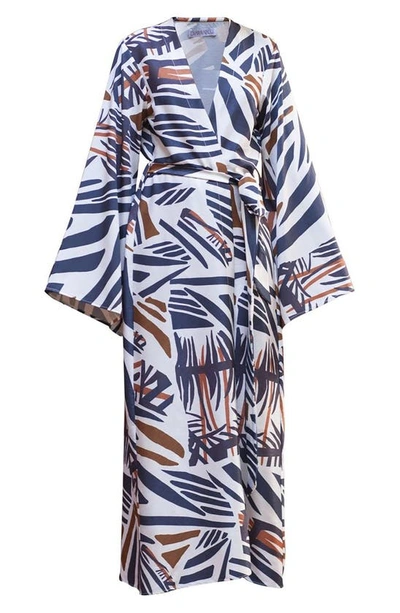 Diarrablu Awa Print Wrap Dress In Zena White