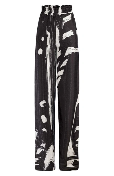 Diarrablu Leer Suto Print Palazzo Trousers In Black