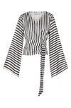 Diarrablu Fatu Stripe Wrap Blouse In Black