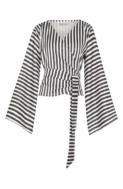 Diarrablu Fatu Stripe Wrap Blouse In Black