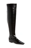 Totême Crocodile-effect Leather Over-the-knee Boots In Black Croco