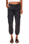 Sanctuary Rebel Crop Stretch Cotton Pants In Obsidian