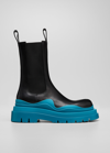 Bottega Veneta Tire Chunky-sole Leather Chelsea Boots In Nero/maple