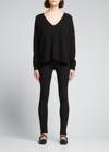 Majestic Soft Touch Flat-edge Leggings In Noir