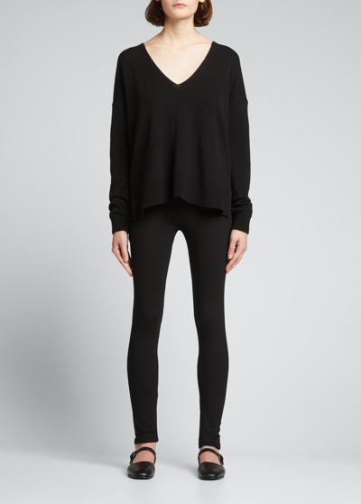 Majestic Soft Touch Flat-edge Leggings In Noir