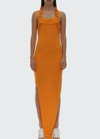 Helmut Lang Embellished Twist Maxi Dress In Apricot
