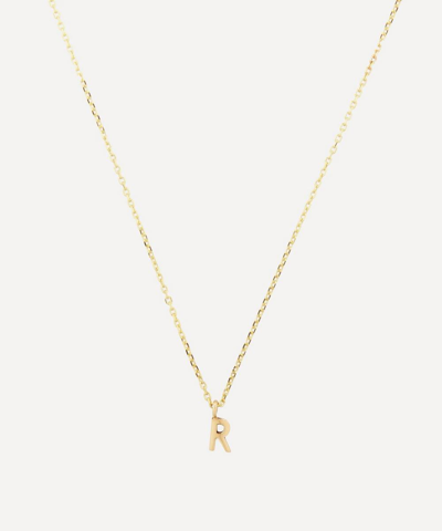 Aurum + Grey 9ct Gold R Initial Pendant Necklace