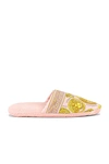Versace Medusa Amplified Slippers In Rosa & Oro