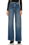 Nili Lotan Flora Pleated High-rise Wide-leg Jeans In Classic Wash