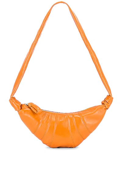 Lemaire Croissant Leather Shoulder Bag In Burnt Orange