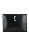 Saint Laurent Monogram Zippered Tablet Holder In Noir
