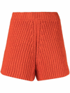 Alanui Palm Springs Orange Gloss Knit Shorts In Orange