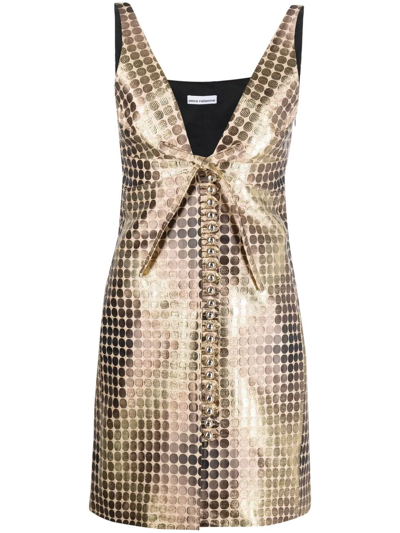 Rabanne Metallized Bow Dress In Gold