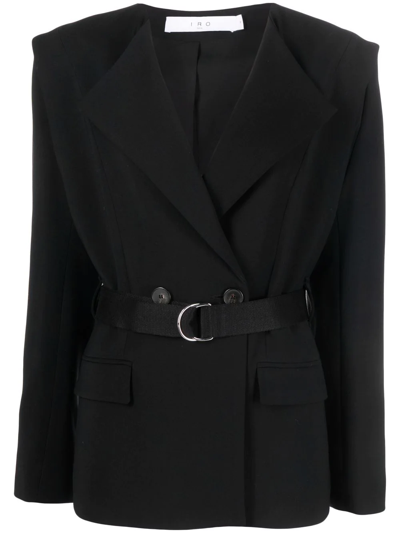 Iro Belted Cotton-blend Jacket In Schwarz