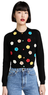 ALICE AND OLIVIA SELMA POINTELLE CARDIGAN WITH CROCHET FLOWERS