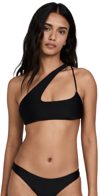 Mikoh Queensland Cross Shoulder Bikini Top In Noir